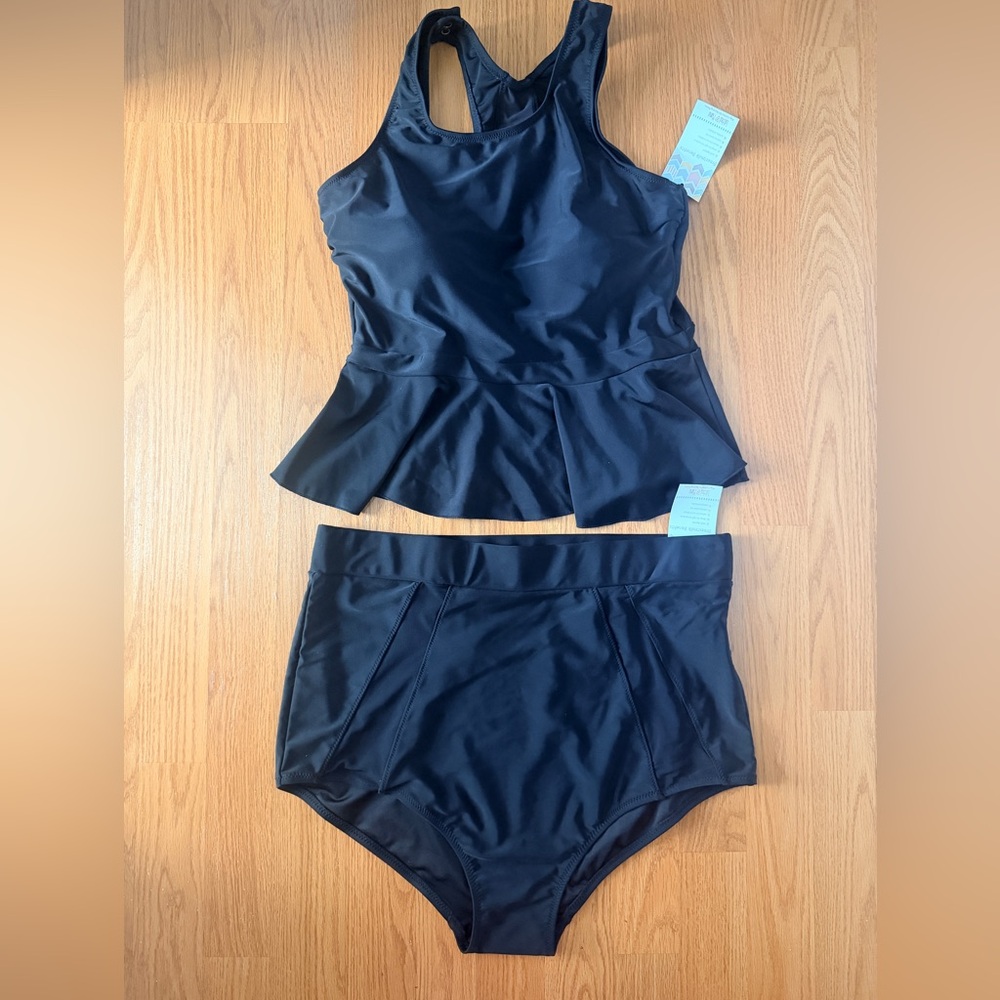 🆕 Latched Mama Nursing Black Bikini Set Top M, Bottoms XL